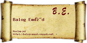 Balog Emőd névjegykártya